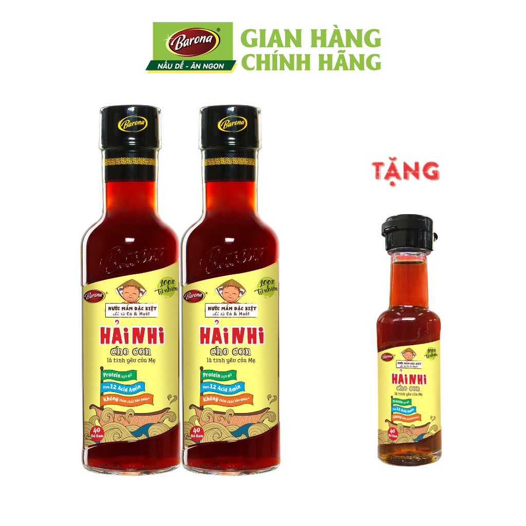 Nước Mắm Hải Nhi Barona 250ml, Mua 2 chai TẶNG 1 chai Nước Mắm Hải Nhi Barona 50ml