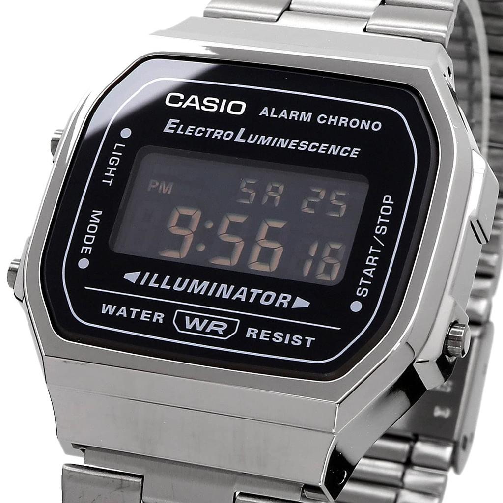 Đồng hồ nam Casio A168 / A168WGG-1B dây thép mạ ion màu xám, chống nước 50m, hàng chính hãng