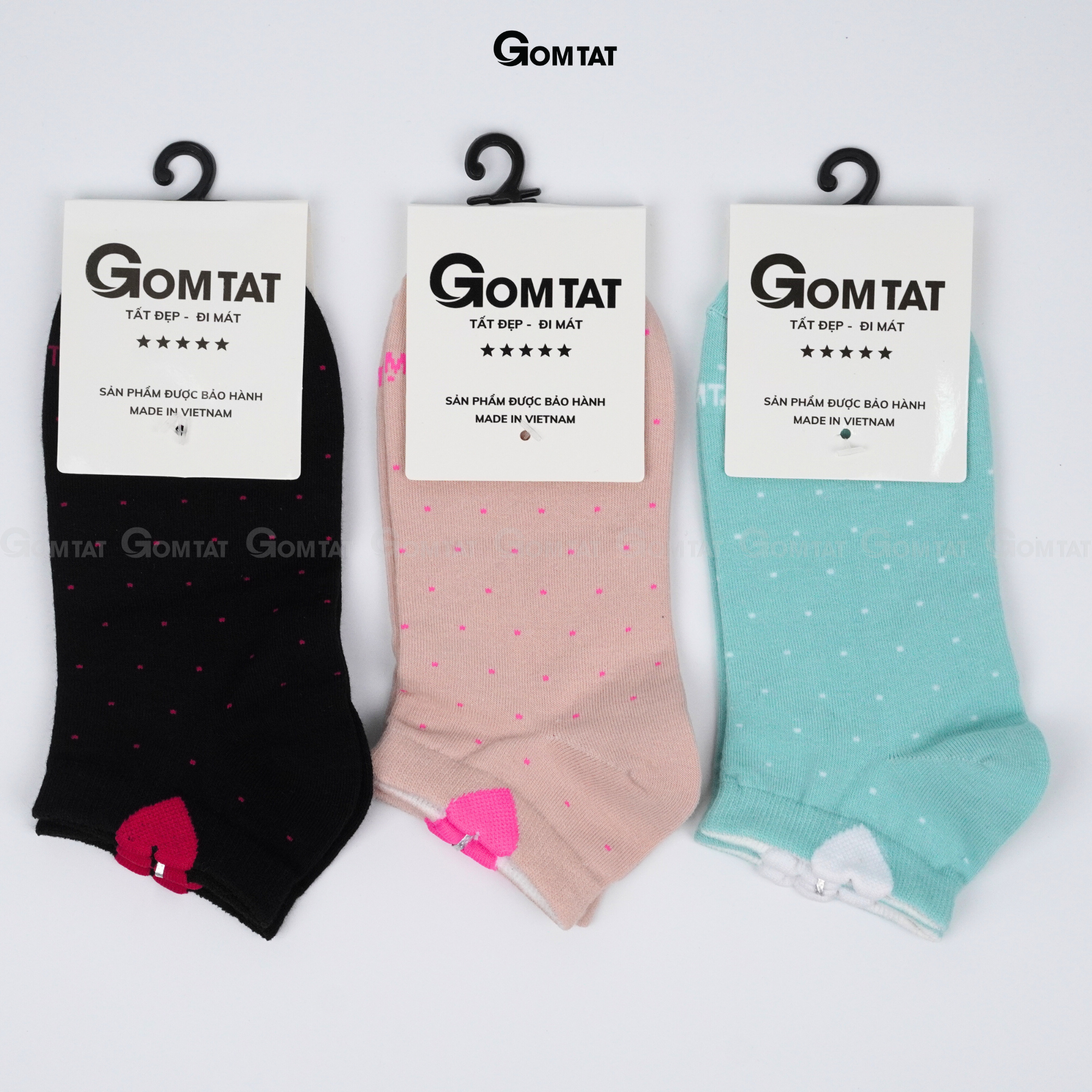 Vớ nữ cổ ngắn GOMTAT, tất nữ chất liệu cotton êm mềm, đi mát - NUNGAN-VSTAR-502