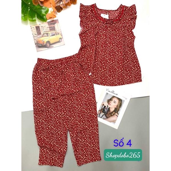 Đồ bộ nữ,đồ ngủ mặc nhà lửng 9 tấc vải lụa mango BL 54 họa tiết hoa nhí siêu cute size đại 61-70kg
