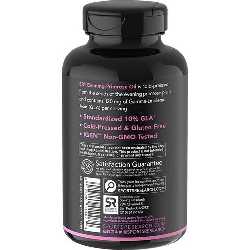 HŨ 120 VIÊN NANG MỀM - TINH DẦU HOA ANH THẢO SR (Sport Research) Evening Primrose Oil (1300mg), Non-GMO, Gluten-Free