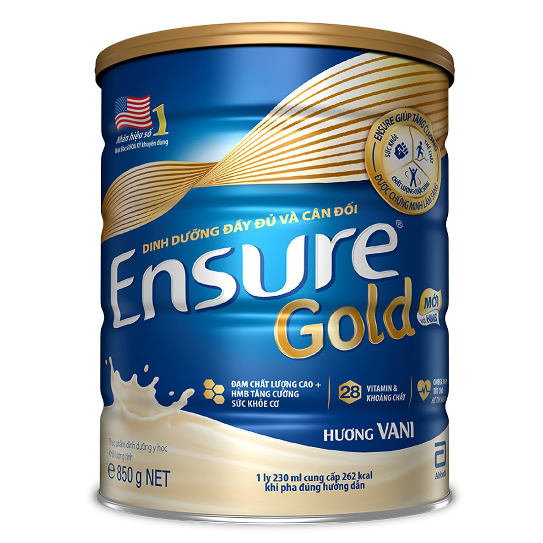 3 Hộp Sữa Bột Abbott Ensure Gold ESLA Dinh Dưỡng Đầy Đủ Và Cân Đối (850g)