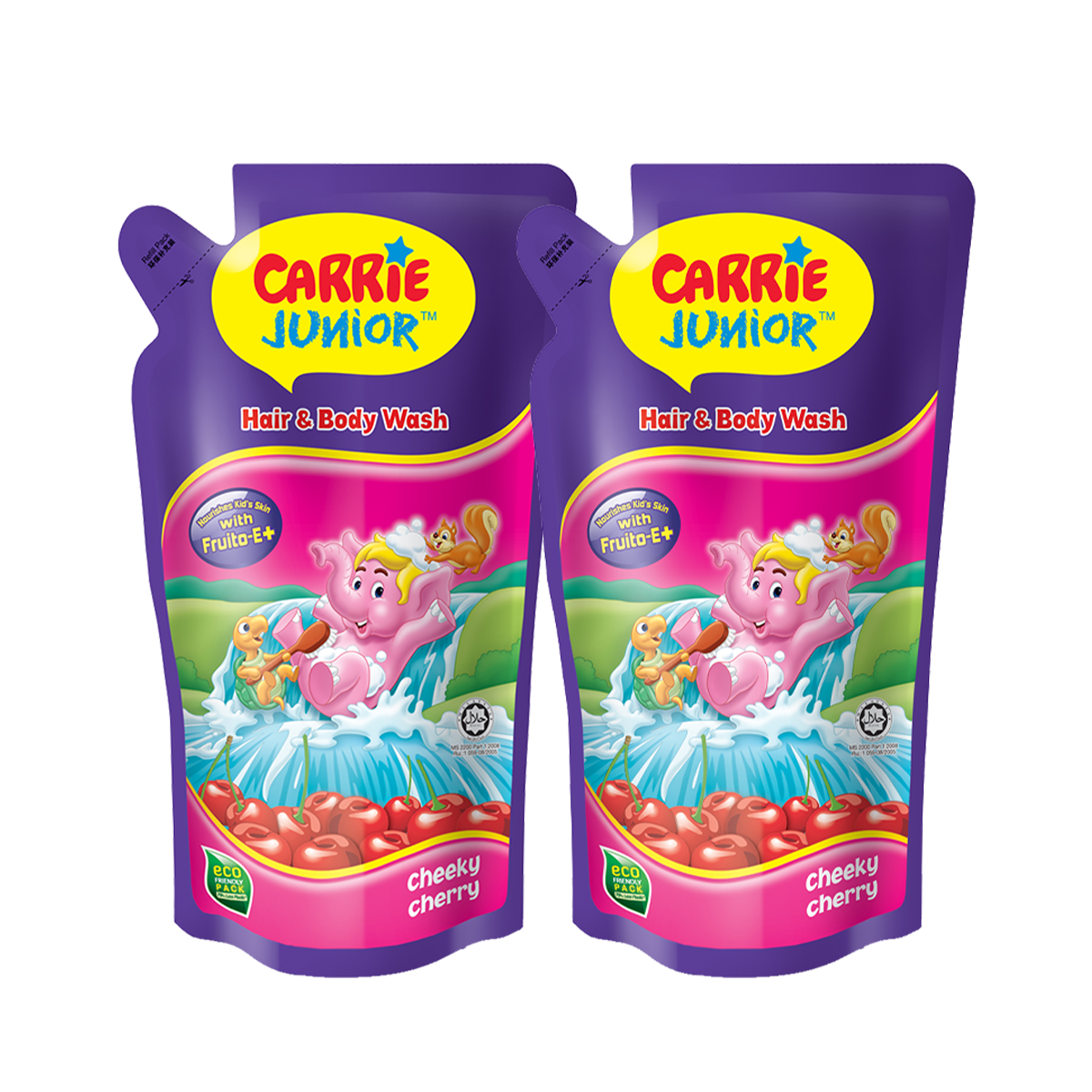 Combo 2 Túi Sữa Tắm Gội Carrie Junior Cho Bé Hương Cheeky Cherry 500g