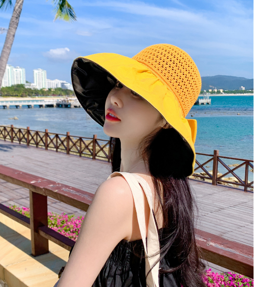 Mũ rộng vành chống nắng chống tia uv gắn nơ thời trang mới, nón đi nắng đi biển cao cấp