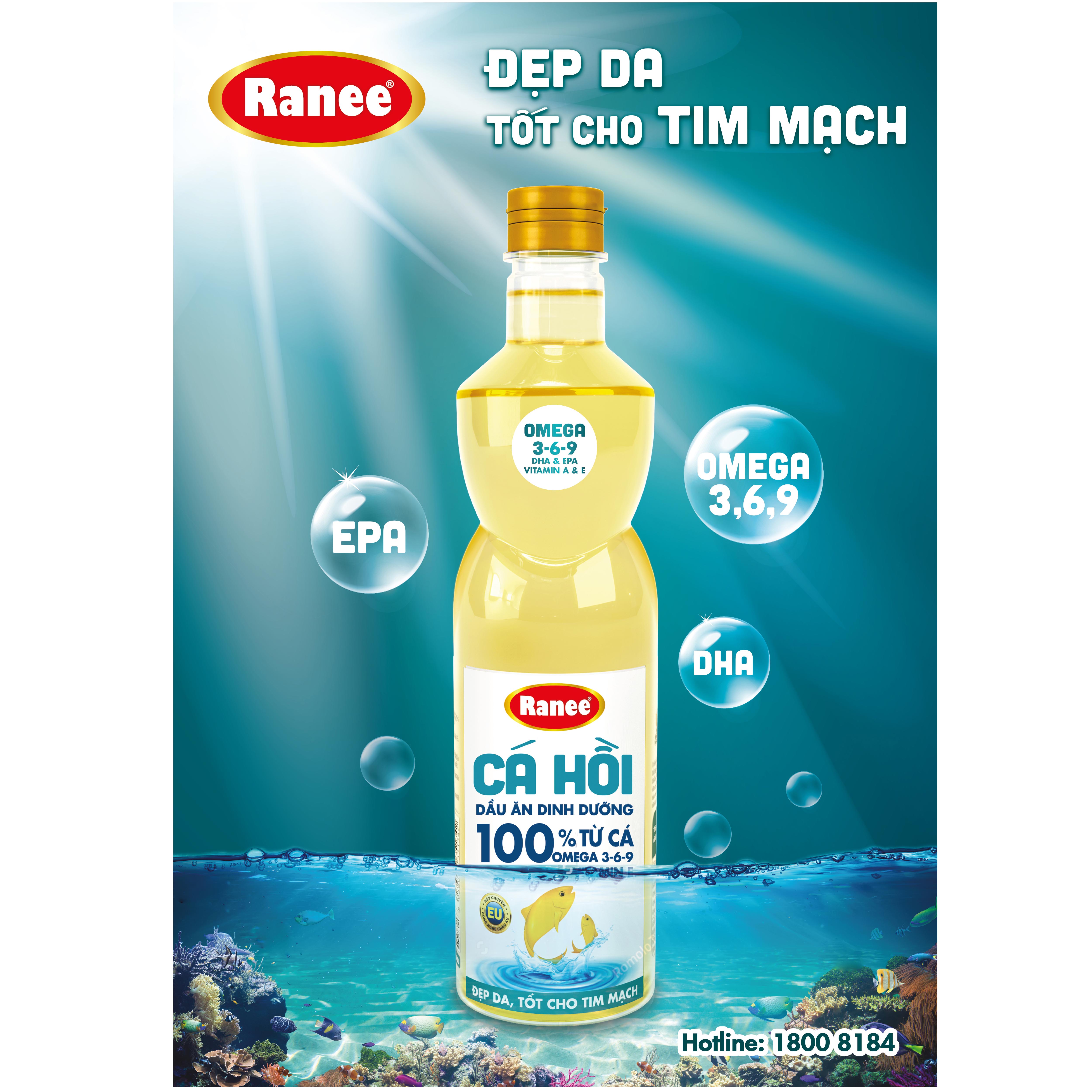Dầu ăn dinh dưỡng Ranee CÁ HỒI 1 lít ( 1 lít x 1 chai)