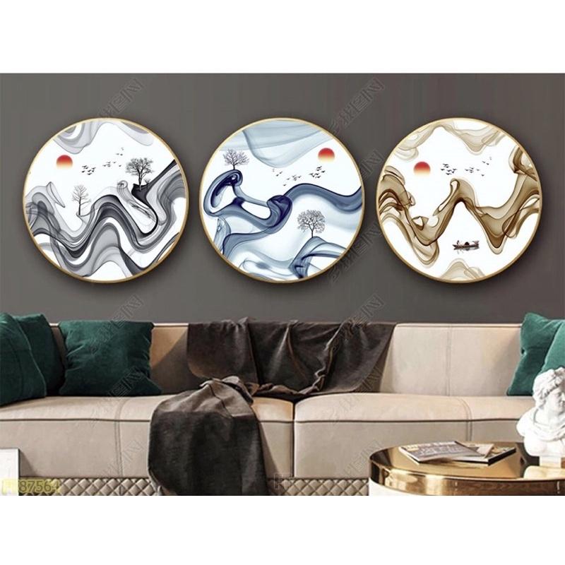 Bộ 3 Tranh Tráng Gương Cao Cấp Hình Tròn