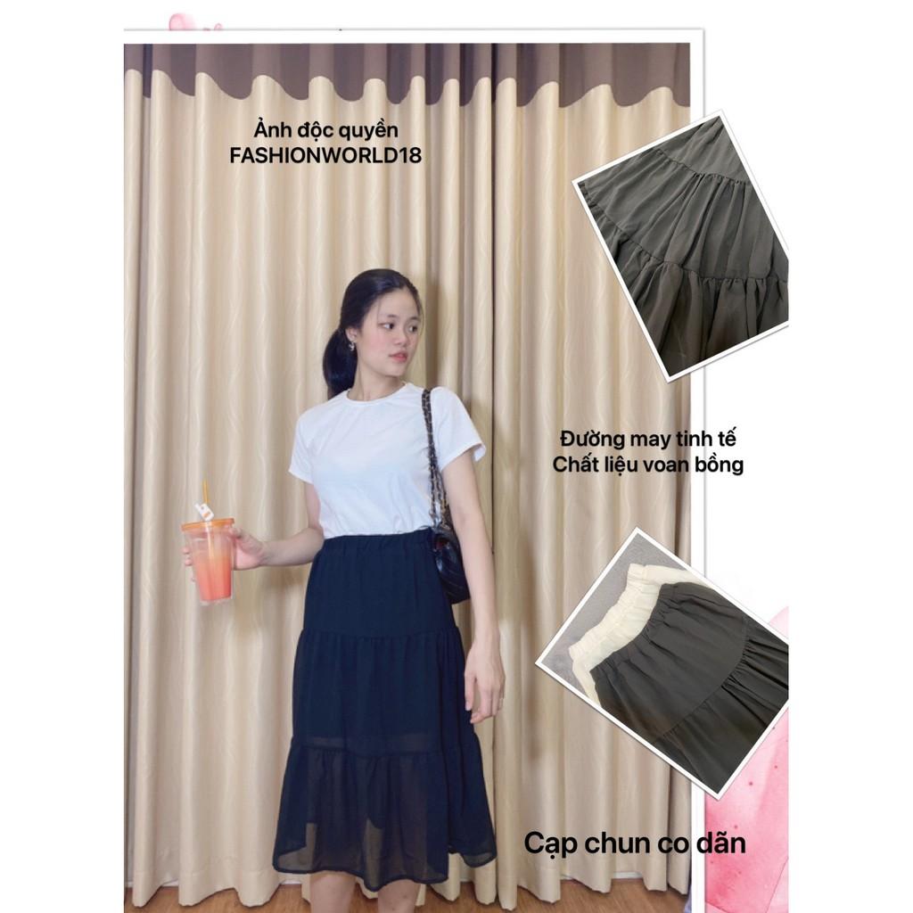 Chân váy xòe 3 tầng ulzzang 2 màu basic đen trắng siêu xinh