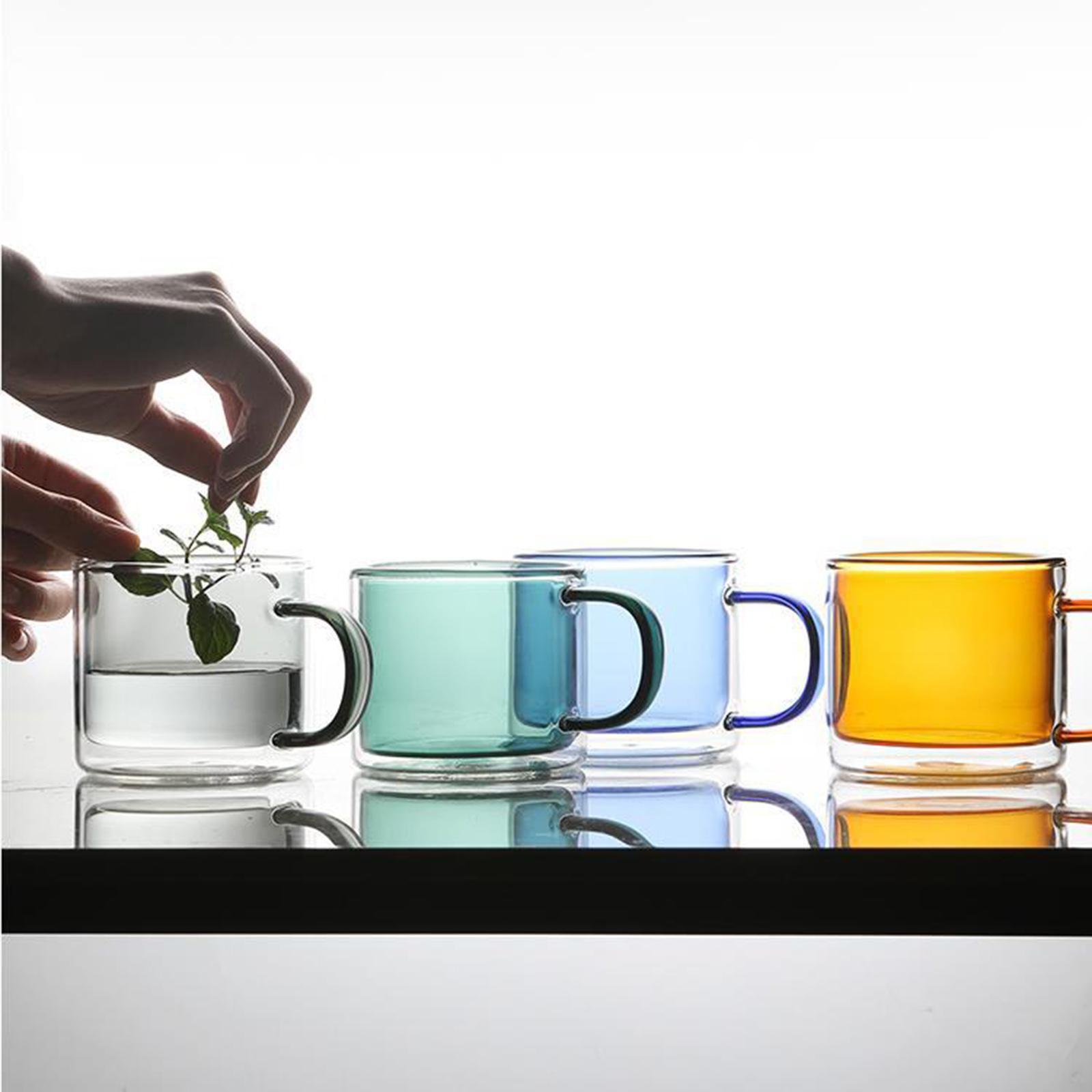 250 ml Glass Cup Champagne Drinking Cup Round Mouth Double-Layer for Cafe