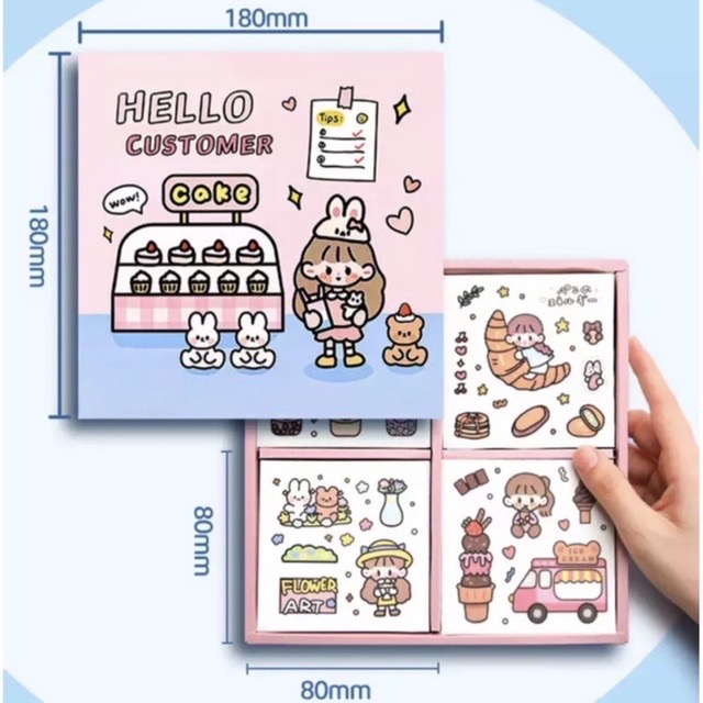 Sticker hộp 100 tấm cute Hello Customer