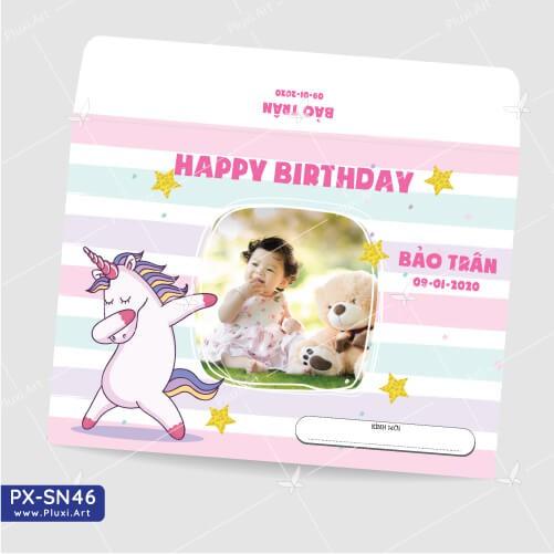 Thiệp thôi nôi – sinh nhật theo yêu cầu Pluxi