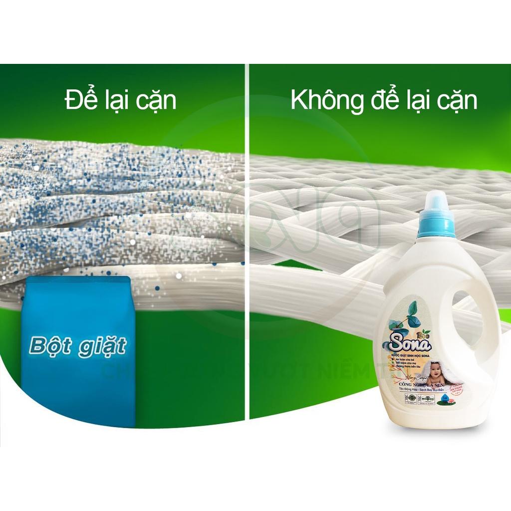 Nước giặt sinh học SONA 1.8L giặt xả 2 trong 1 giặt xả quần áo 100% thành phần thiên nhiên