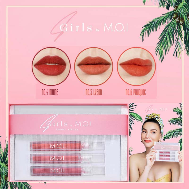 Set 3 Son Môi M.O.I Nhung Lì Sgirl SUMMER EDITION Hồ Ngọc Hà (Chính Hãng)