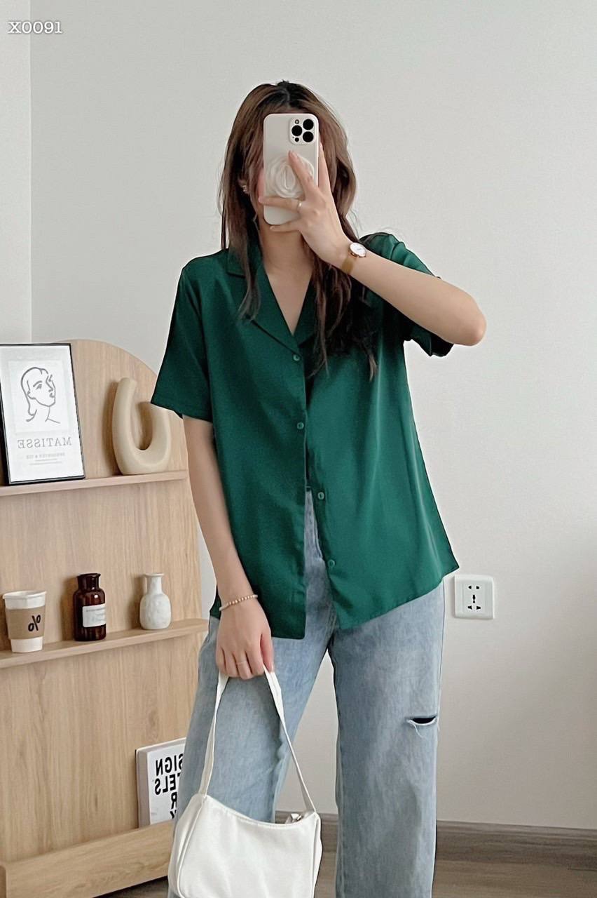 ÁO SƠ MI NỮ KIỂU RETRO BLAZER VEST TAY NGẮN SUÔNG TRƠN RỘNG BASIC CƠ BẢN ĐI CHƠI DẠO PHỐ ĐI LÀM CÔNG SỞ ĐI HỌC