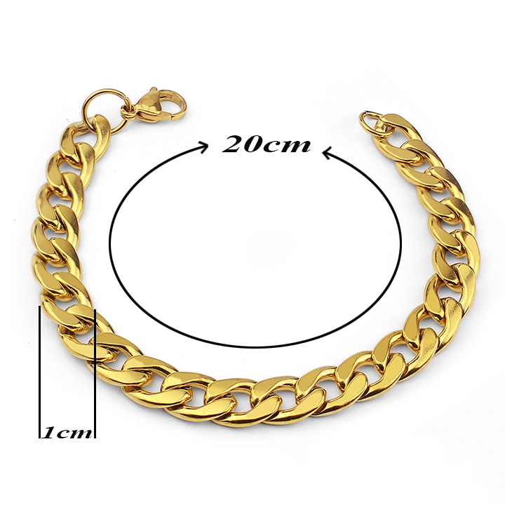 Lắc tay nam 10li thời trang màu vàng MVT019-2 Không đen không gỉ sét