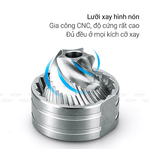 Cối xay cà phê tay lưỡi thép CNC thân nhôm khắc vân kim cương Cafede Kona