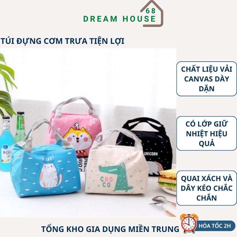 Túi Đựng Cơm Trưa Bằng Vải CANVAS 21*17*15cm Hình Động Vật Dễ Thương