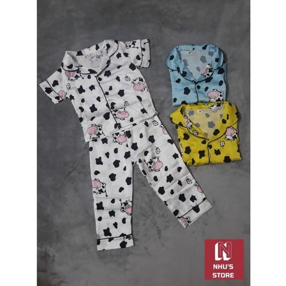 SET BỘ ĐỒ PIJAMA VẢI LỤA HÌNH BÒ SỮA DỄ THƯƠNG