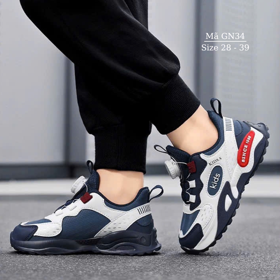 Giày Bóng Rổ Bé Trai 4 - 15 Tuổi KIDS.S Êm Nhẹ Khóa Xoáy Cao Cấp Chống Bẹt Hỗ Trợ Can Thiệp Lót Cho Bé BCB Lót Đế Chỉnh Hình GN34