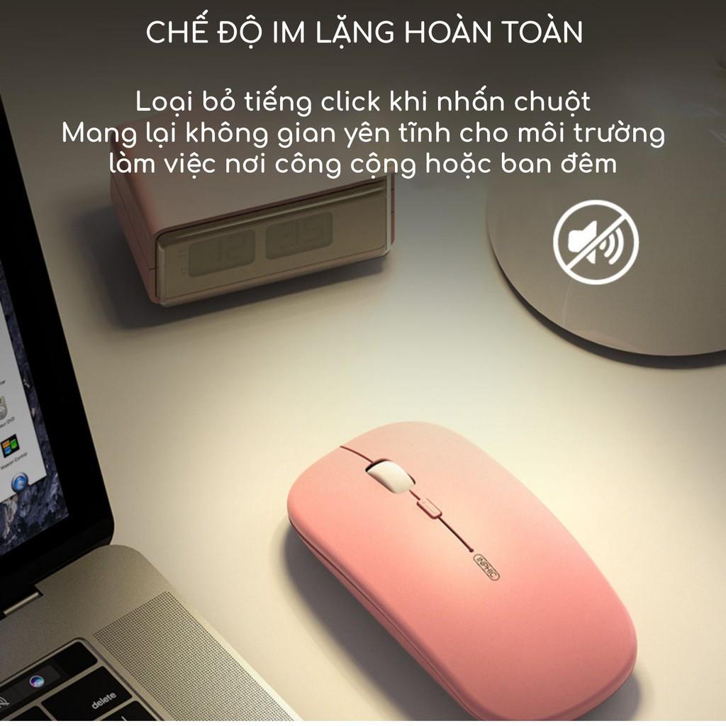 Chuột không dây cute màu hồng sạc điện TEKKIN Inphic M1P dòng silent - hàng nhập khẩu