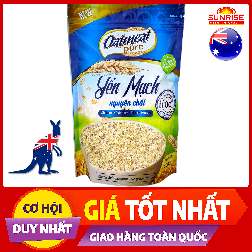 Yến mạch úc nguyên chất Oatmeal Pure cán vảy gói 200g