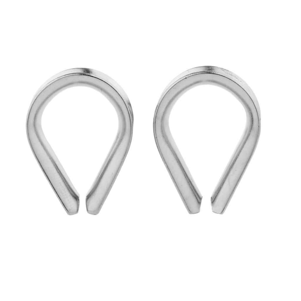 3X 2 Pieces Stainless Steel Heart Shaped Cable Thimbles Wire Rope Fitting- 2mm