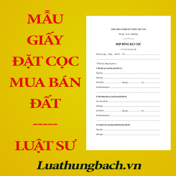 Hợp đồng đặt cọc mua bán nhà đất Luật sư soạn thảo + Tài liệu hướng dẫn đặt cọc đảm bảo an toàn khi giao dịch