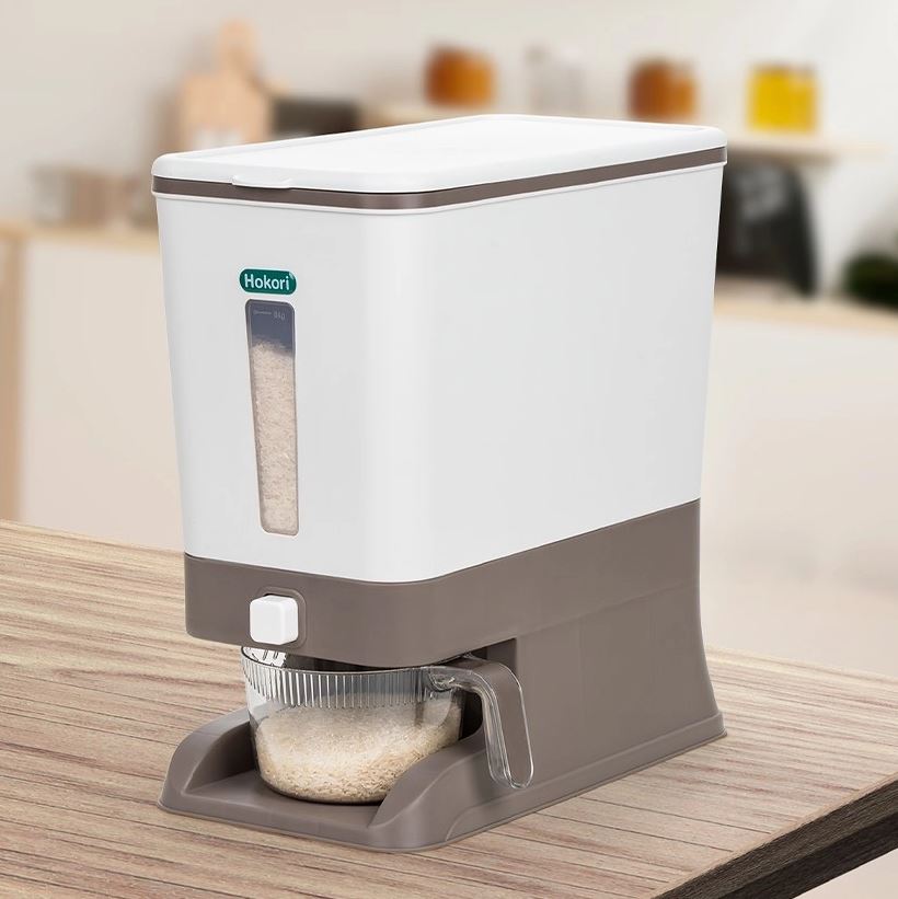 Thùng đựng gạo tiện ích 10kg có ca đong cao cấp Hokori 5338 Nhựa Việt Nhật - Giao màu ngẫu nhiên