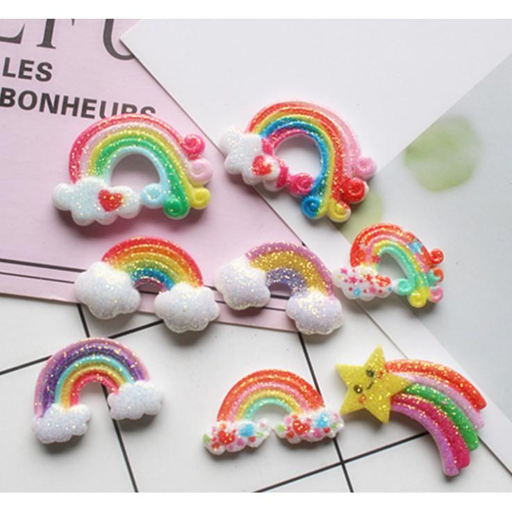 Chuyên Charm * Charm cầu vồng nhũ kim tuyến trang trí vỏ ốp điện thoại, dán Jibbitz, DIY