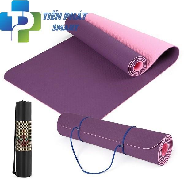 Thảm Tập Yoga TPE 6mm 2 Lớp + Tặng Kèm Túi Và Dây Buộc