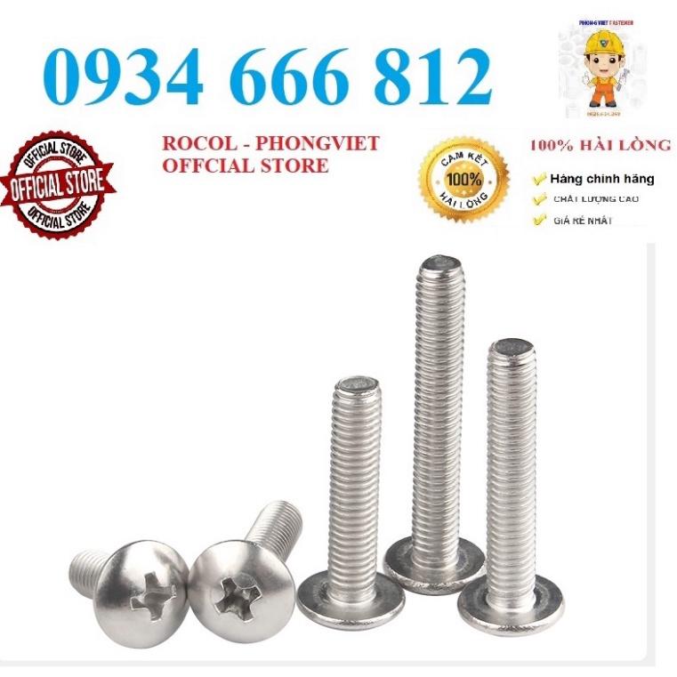 Combo 50c vít pake đầu dù thân bulong INOX 304 M6, M6X20, M6X25