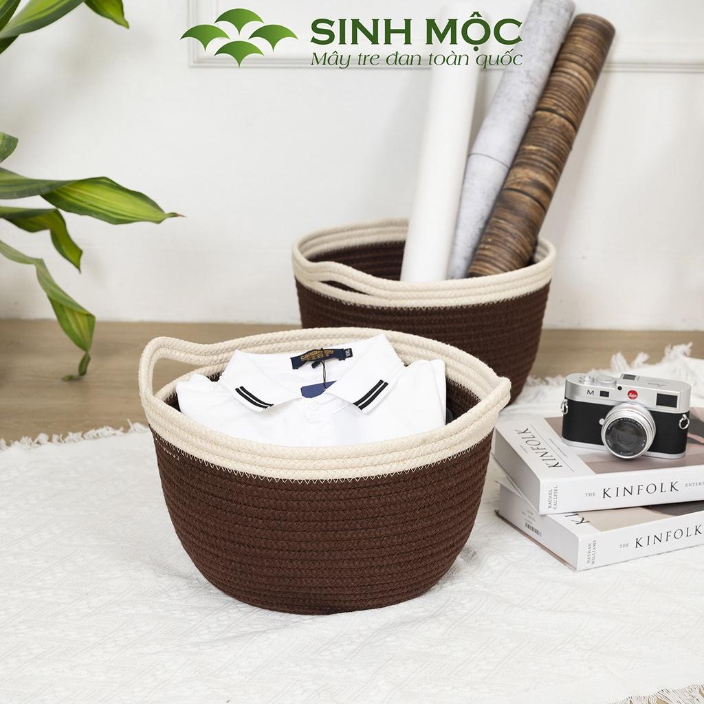 Giỏ cotton cao cấp, giỏ xuất khẩu, giỏ đựng đồ, đựng quần áo, đựng đồ cá nhân Sinh Mộc - M1033
