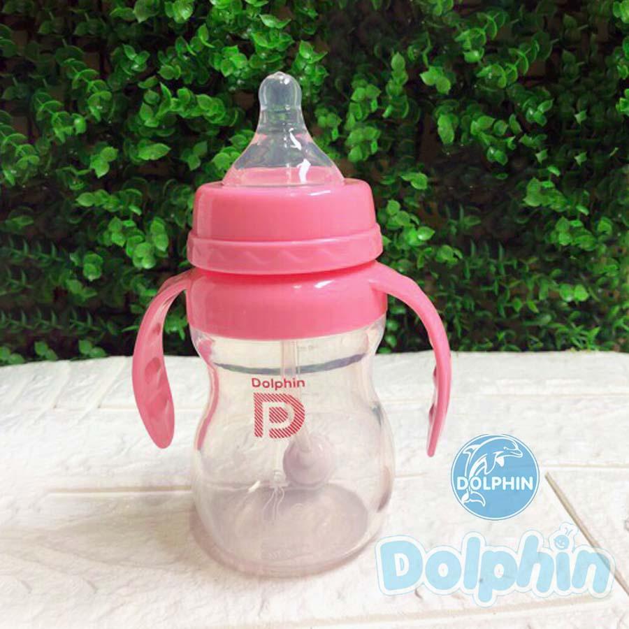 Bình sữa Silicone cổ rộng Dolphin có tay cầm 3 trong 1 - 180ml - DP045