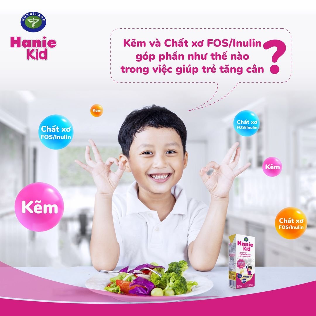 Sữa bột tốt cho bé Nutricare Hanie Kid 1+, dinh dưỡng cho trẻ biếng ăn, suy dinh dưỡng (400g)