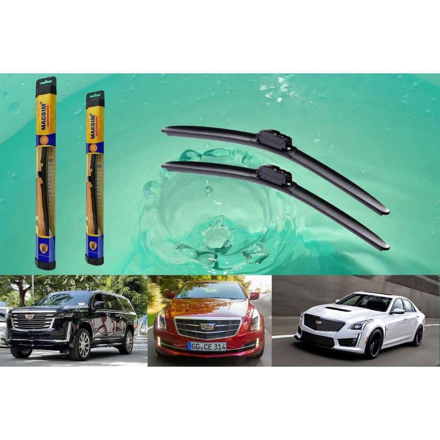 Combo bộ sản phẩm cần gạt nước mưa ô tô Nano Silicon Macsim cho xe Cadillac ATS-L 2014-2018