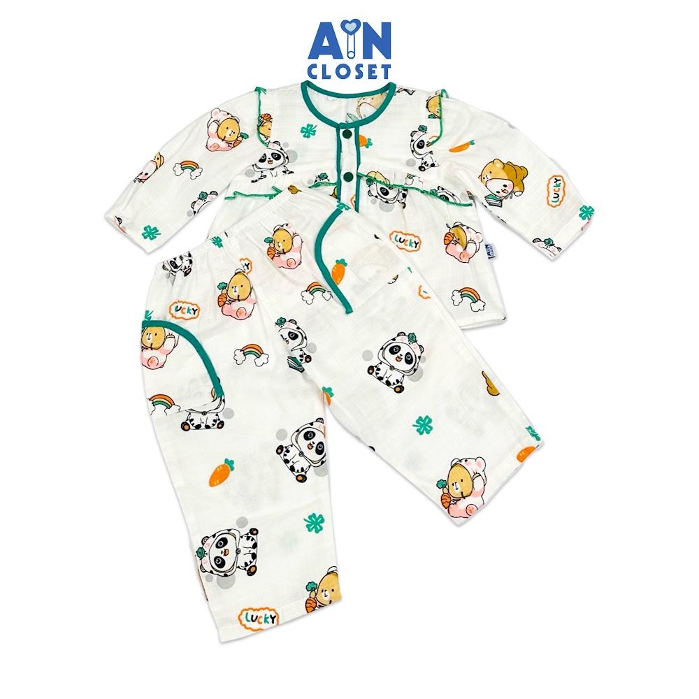Bộ quần áo Dài bé gái họa tiết Gấu Panda xô sợi tre - AICDBGBLSOHS - AIN Closet