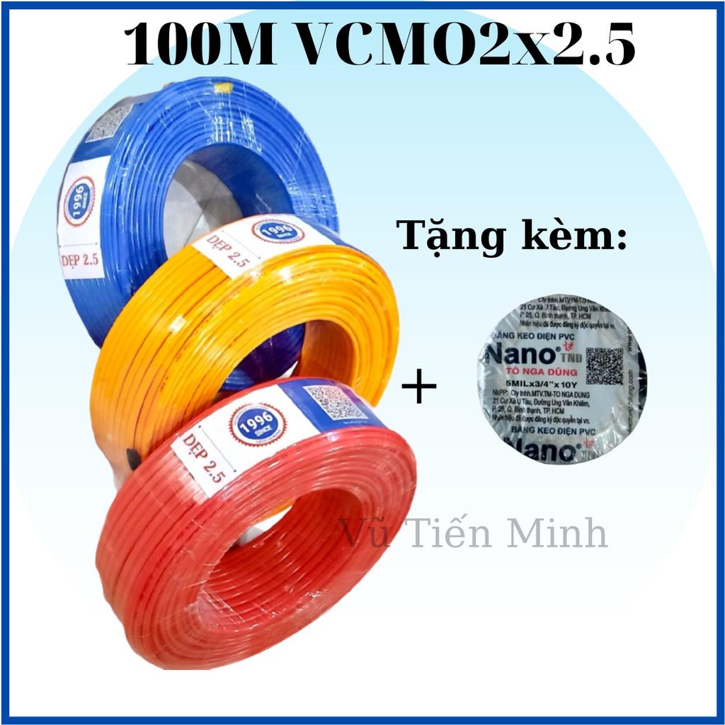 100M dây điện đôi 2x2.5 Vĩnh Thịnh lõi đồng 100% + Tặng kèm bút thử điện + băng keo điện