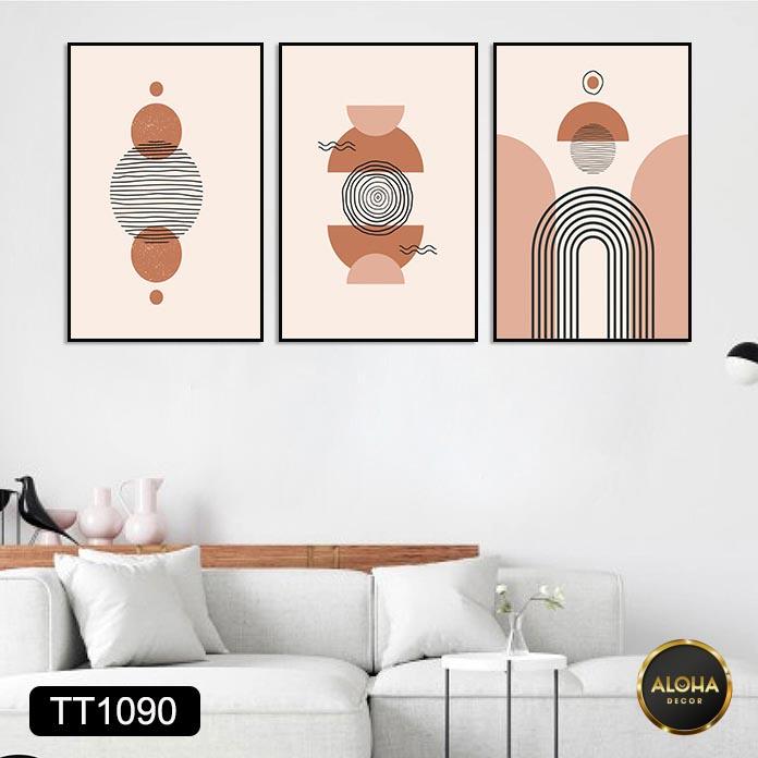 Set 3 Tranh treo tường phòng khách, phòng ngủ siêu đẹp - Tranh treo tường decor tối giản kèm khung và đinh treo tường