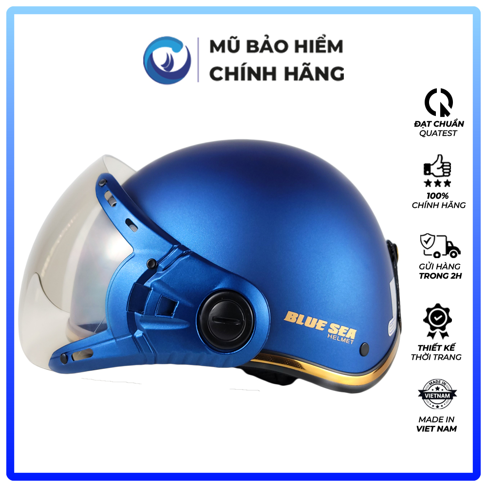 Mũ bảo hiểm 1/2 đầu, nửa đầu - Có Kính BLUESEA A366K - Đủ màu, Thời trang  - Freezise - Chính hãng