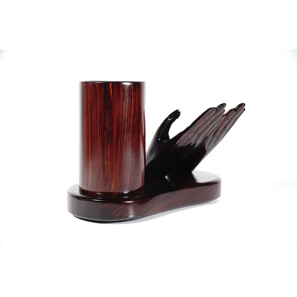 Hủ đựng bút bàn tay gỗ hương cao cấp học tập giỏi giang công danh thăng tiến - Cao 12cm Rộng 20cm
