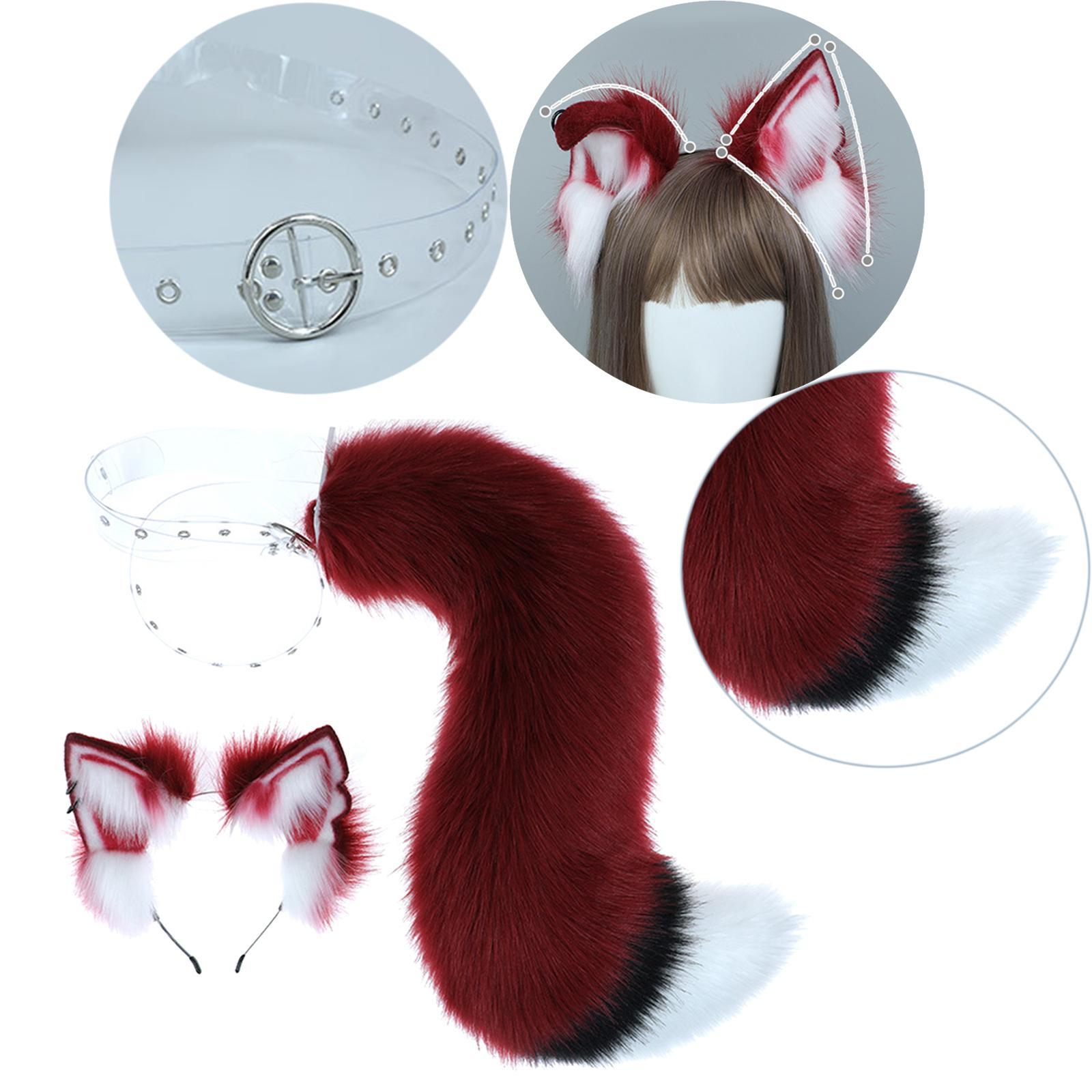 Wolf Ears and Tail Set Costume Accessories Hair Clip for Performance Halloween