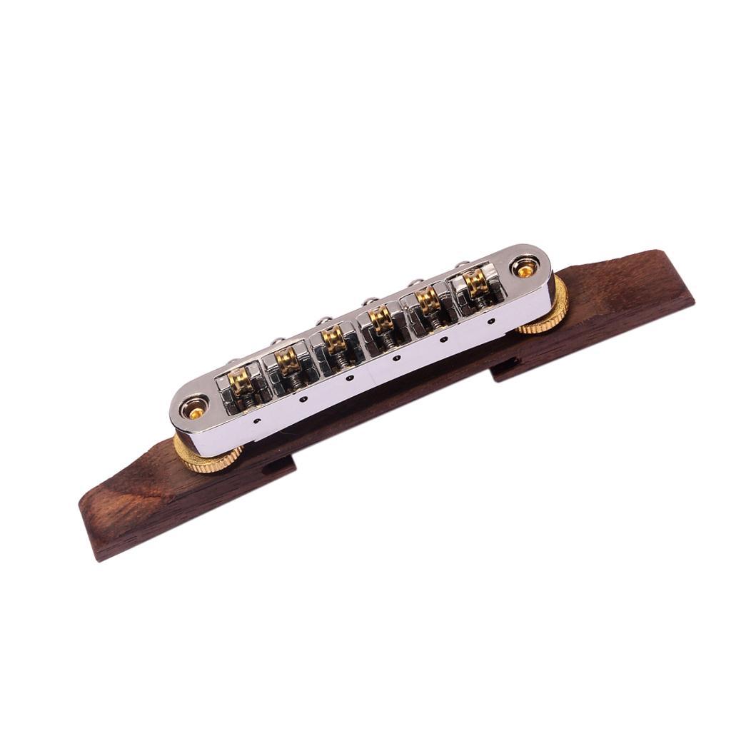 Rosewood Base with Gold Roller Saddle Bridge Tailpiece for Jazz Guitar