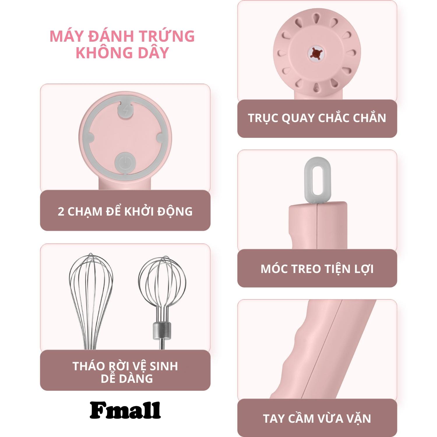 Máy Đánh Trứng Cầm Tay Fmall – FD1 Đa Năng, Sạc Pin Tiện Lợi, Xay Tỏi Ớt, Hạt Tiêu, Máy Đánh Sữa Cafe Mini Không Dây, Tiện Dụng – Hàng Chính Hãng