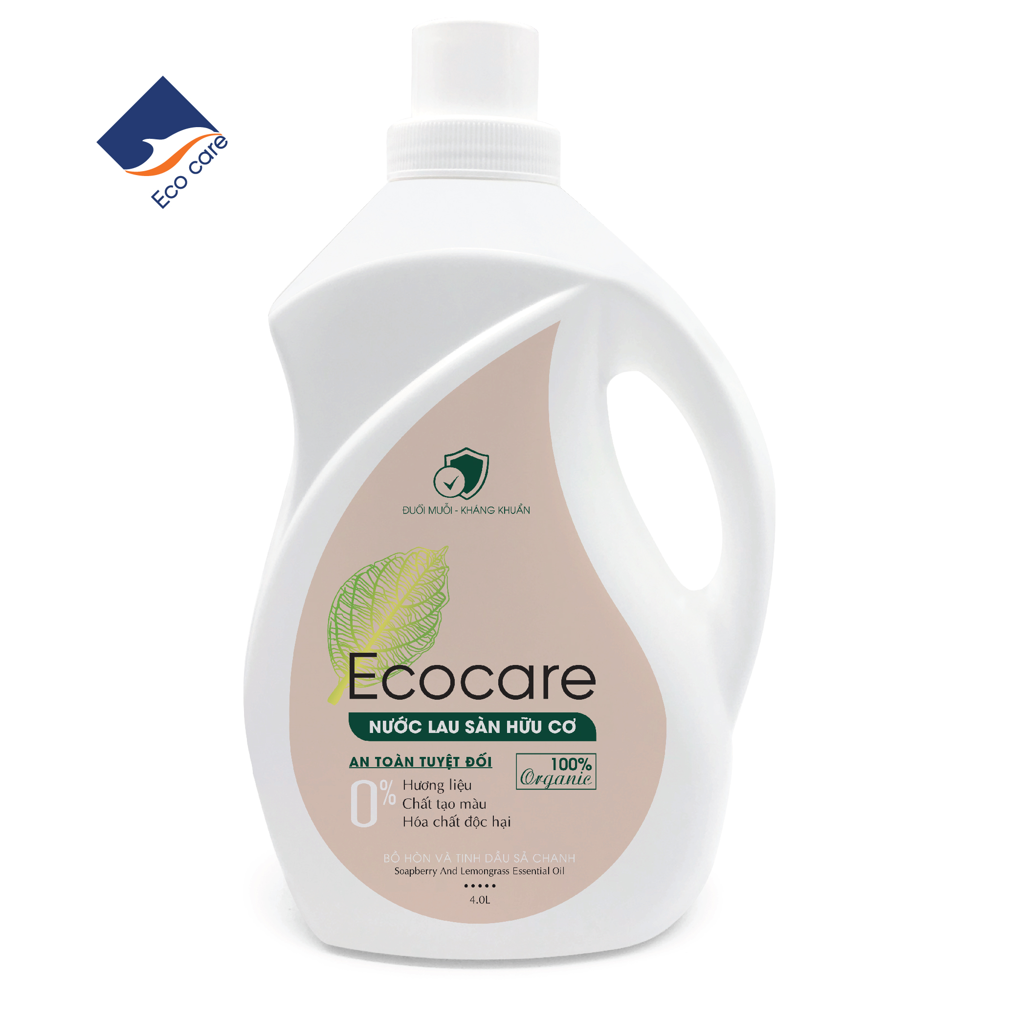 Nước Lau Sàn Hữu Cơ Bồ Hòn Ecocare - 100% thực vật, tinh dầu khử mùi, đuổi muỗi, chống trượt, kháng khuẩn - Chai 4000ml