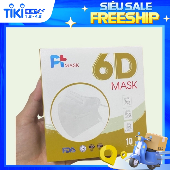 Hộp 10 Cái Khẩu Trang VNN95 PT Mask, 5 Lớp, Kháng Khuẩn, Chống Bụi Siêu Mịn PM2.5, Màu Trắng - Đạt Các Chứng Chỉ ISO 13485, ISO 9001, CE, FDA, TGA.