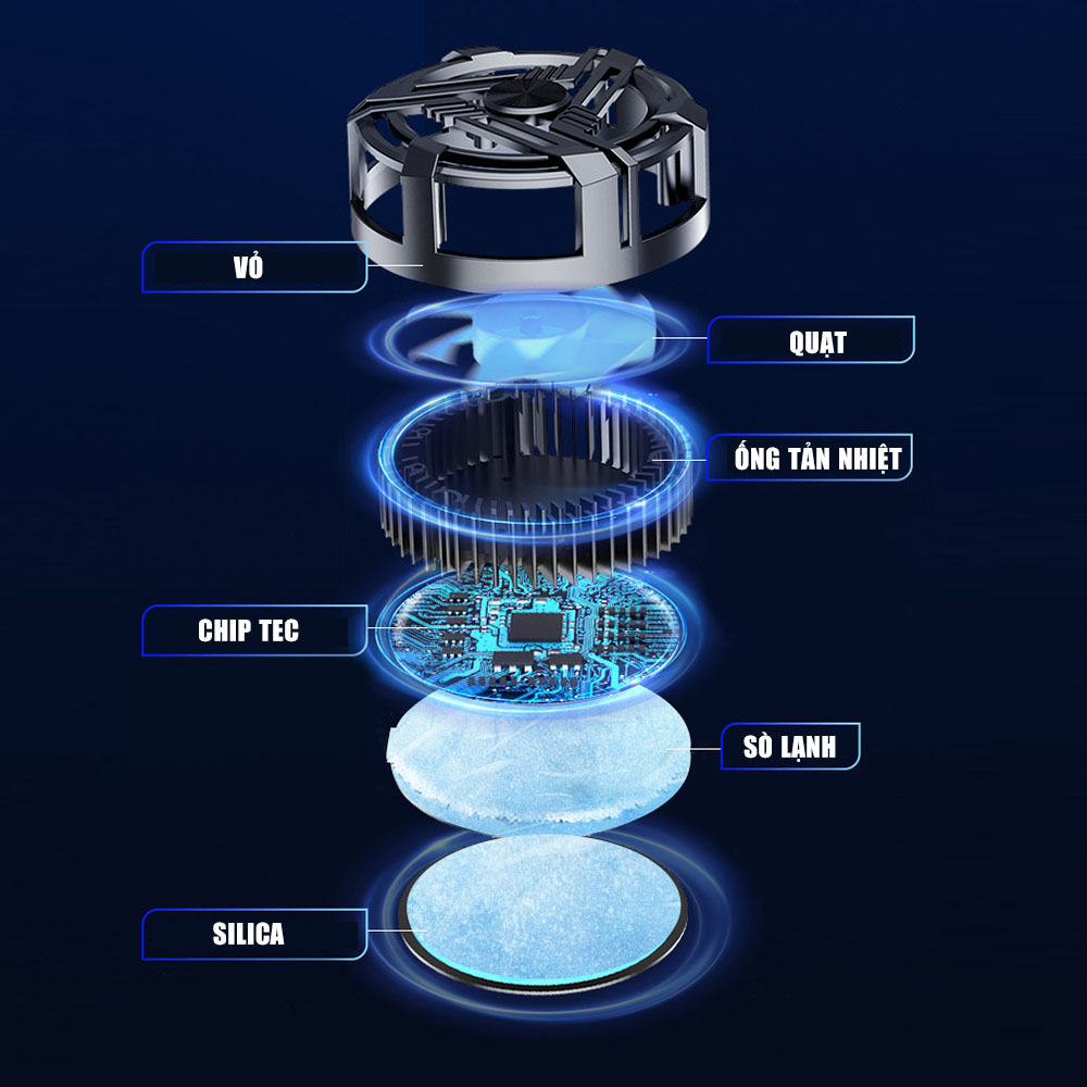 Quạt Tản Nhiệt Điện Thoại Từ Tính AL02 【Tấm Bán Dẫn Làm Lạnh TEC ◆ Hệ Thống Tản Ống 5D ◆ Nhẹ 65g】 - Hàng Nhập Khẩu