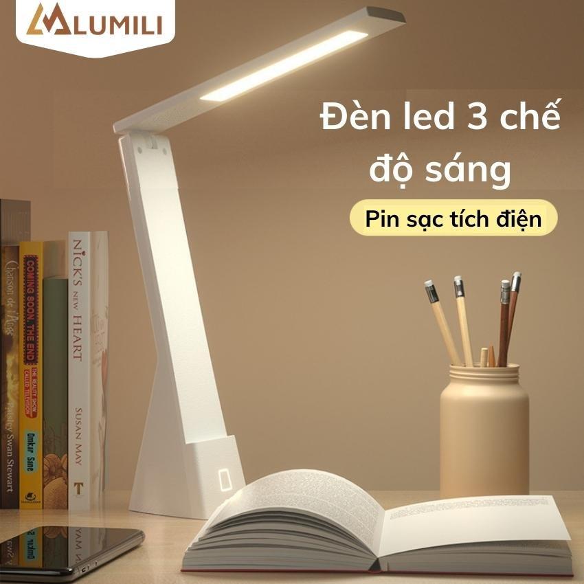 Đèn học để bàn cảm ứng 3 chế độ sáng chống cận kèm theo giá đỡ điện thoại, sạc pin tích điện dễ dàng gấp gọn