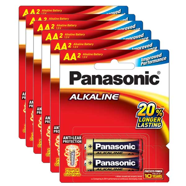 Bộ 6 vỉ pin Kiềm Alkaline Panasonic LR6T/2B x6