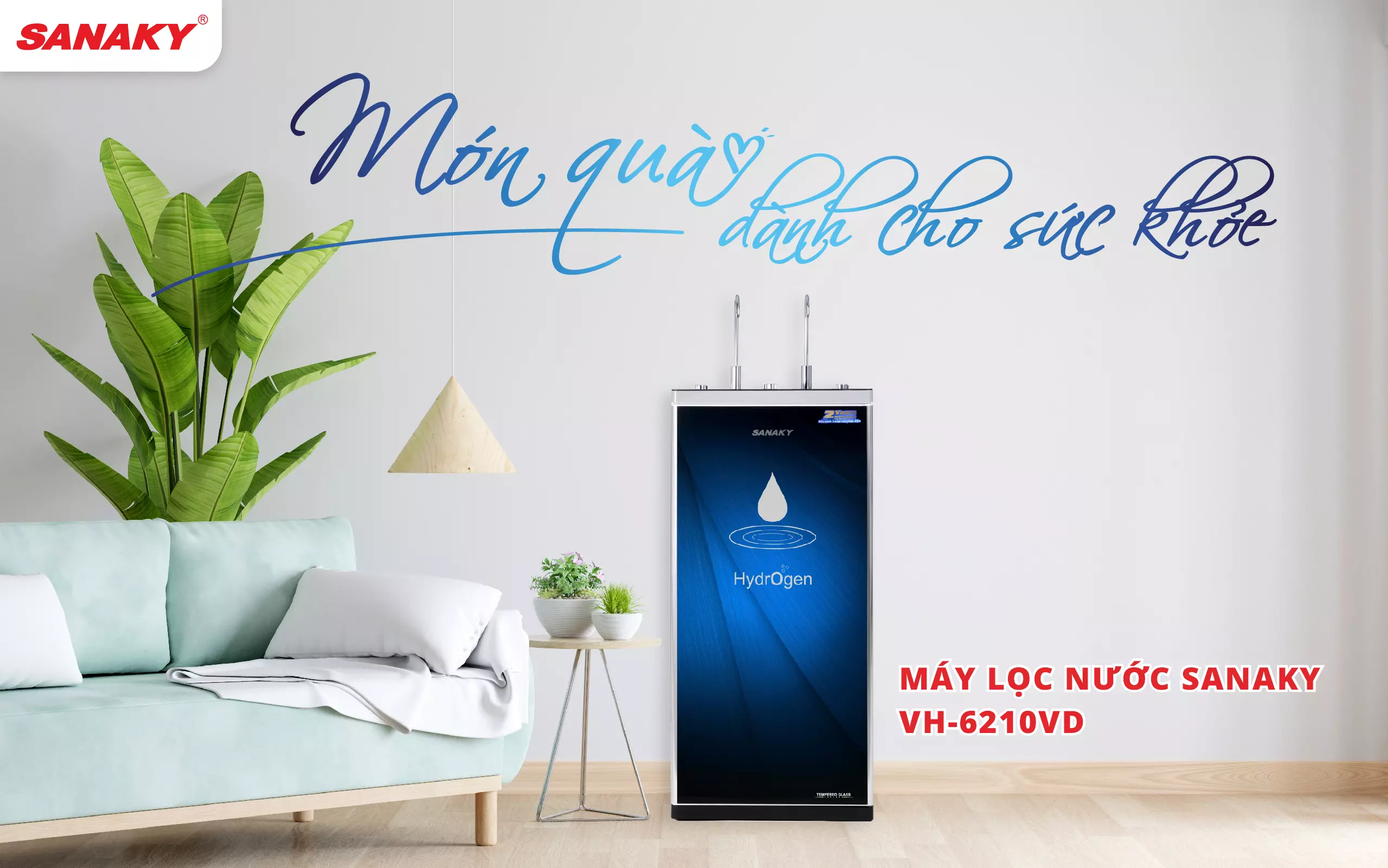 Máy lọc nước Sanaky VH-6210VD - 2 vòi – 3 chế độ nước Nóng – Lạnh – Nguội tiện lợi 10 lõi lọc nước thế hệ mới - Hàng chính hãng