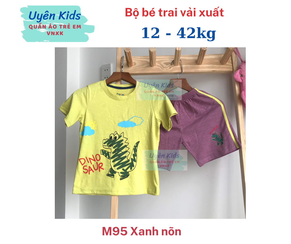 Bộ đồ vải xuất mỏng mát in hoạt hình cho bé trai 12-42kg