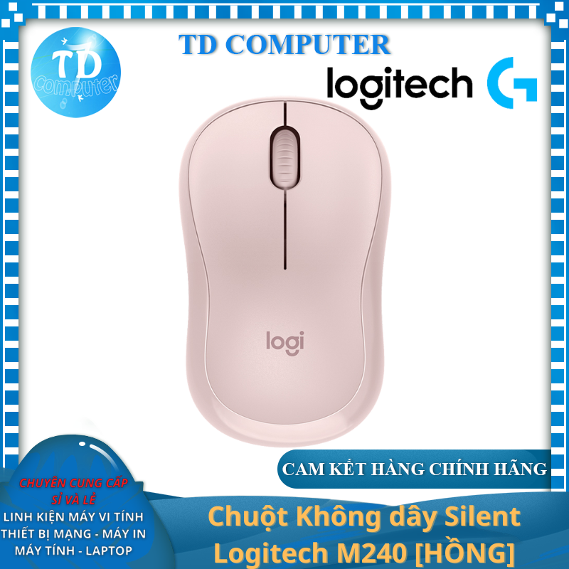 Chuột Không dây Silent Logitech M240 [HỒNG] (Bluetooth + Wireless Logi Bolt) - Hàng chính hãng DigiWorld phân phối